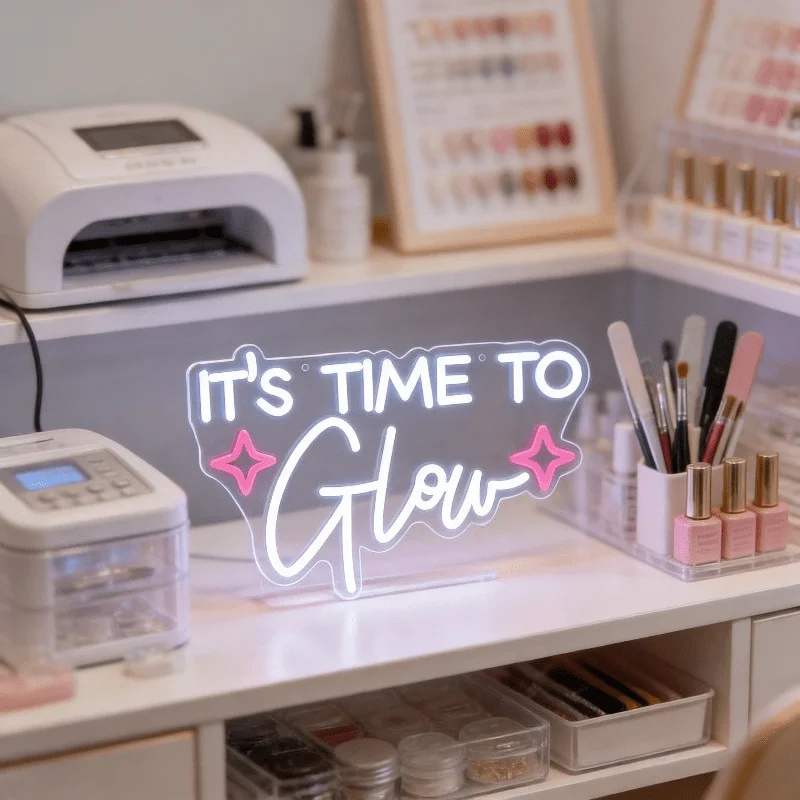 It Is Time To Glow Neon Sign USB LED Wall Light Dimmable for Birthday Bachelorette Party Girls Night Bedroom Festive Decor Gift