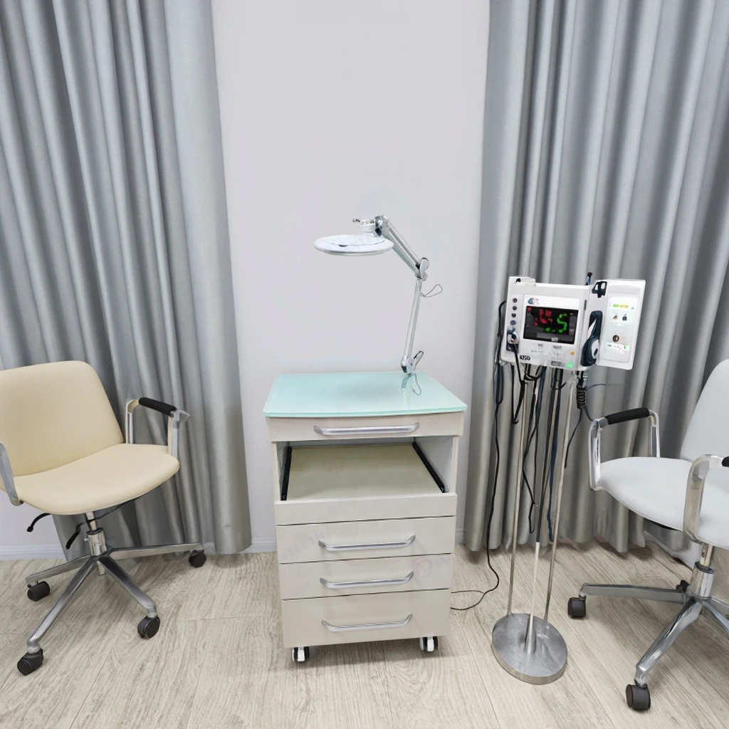 Anteeth Practical Convenient Mobile Trolley LED Light Design Dental Medical Furniture 3 Drawers Clinic Mobile Tool Cabinet