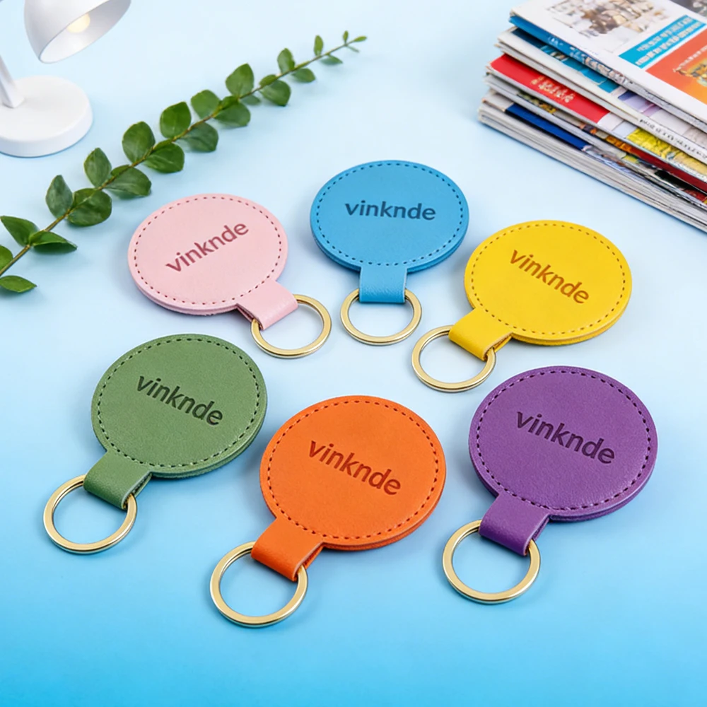 

Bulk Custom Logo Engraved Leather Metal Key Ring Personalized Accessory PU Keychain Heart Round Keyring Gifts for Men Women