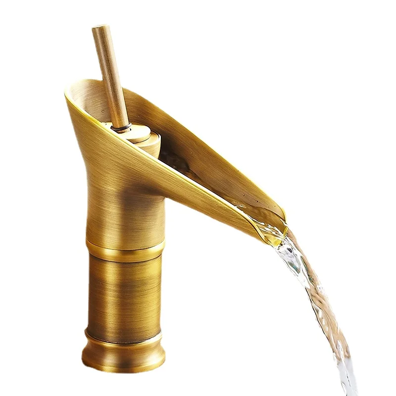 

Bronze Single Hole Goblet Faucet Hot and Cold Water Faucet Waterfall Bathroom Faucet Classic Basin Faucet