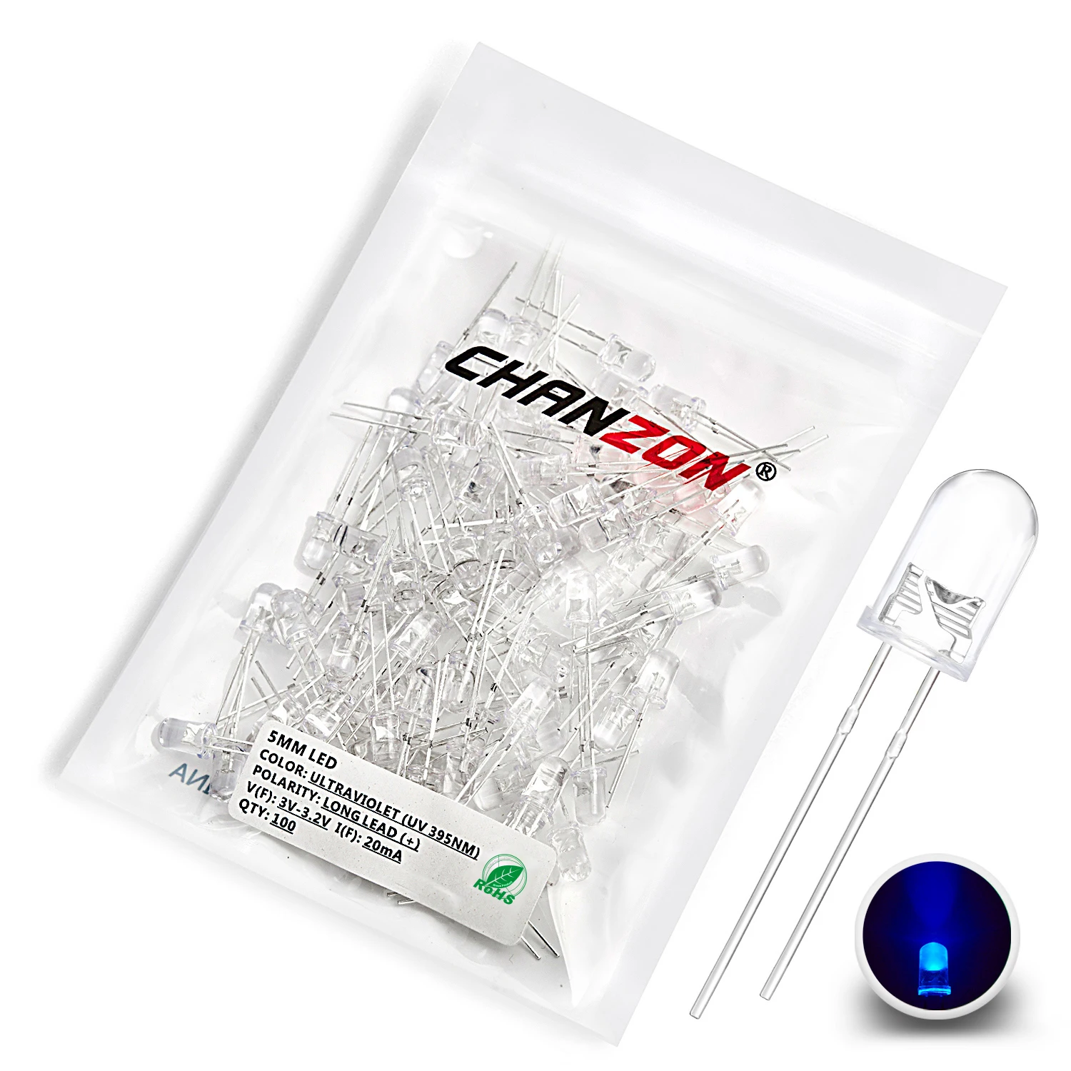 5-mm-LED-Dioden-Kit, lichtemittierend, warmweiß, rot, blau, grün, UV, orange, gelb, rosa, Set, 5 mm, 2 V, 3 V, Sortiment, super ultrahell