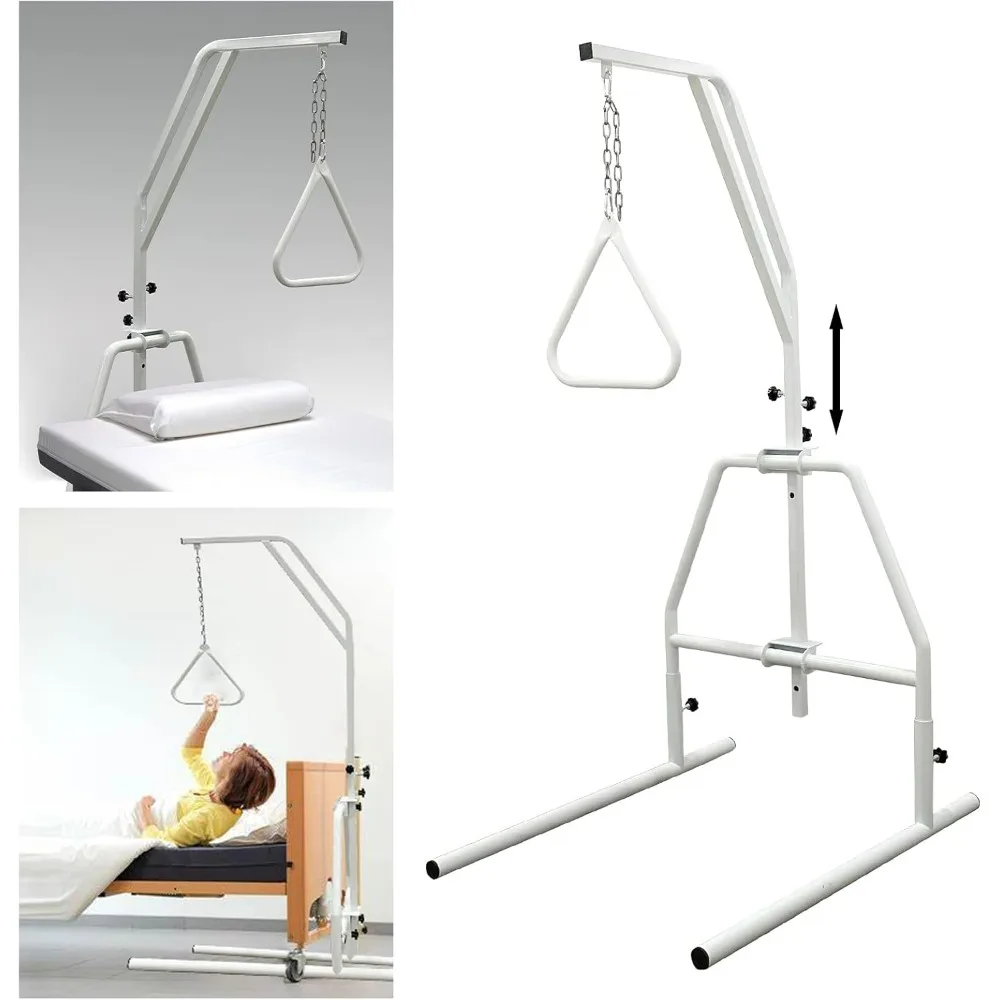 Trapeze Bar for Bed Mobility,Hospital Bed Triangle Pull Up Floor Stand ,Tool-Free Assemble,  Bar Assisting in Bed, Bed Rails