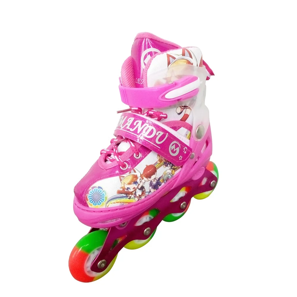 Professional pu wheels adjustable inline roller skate with light