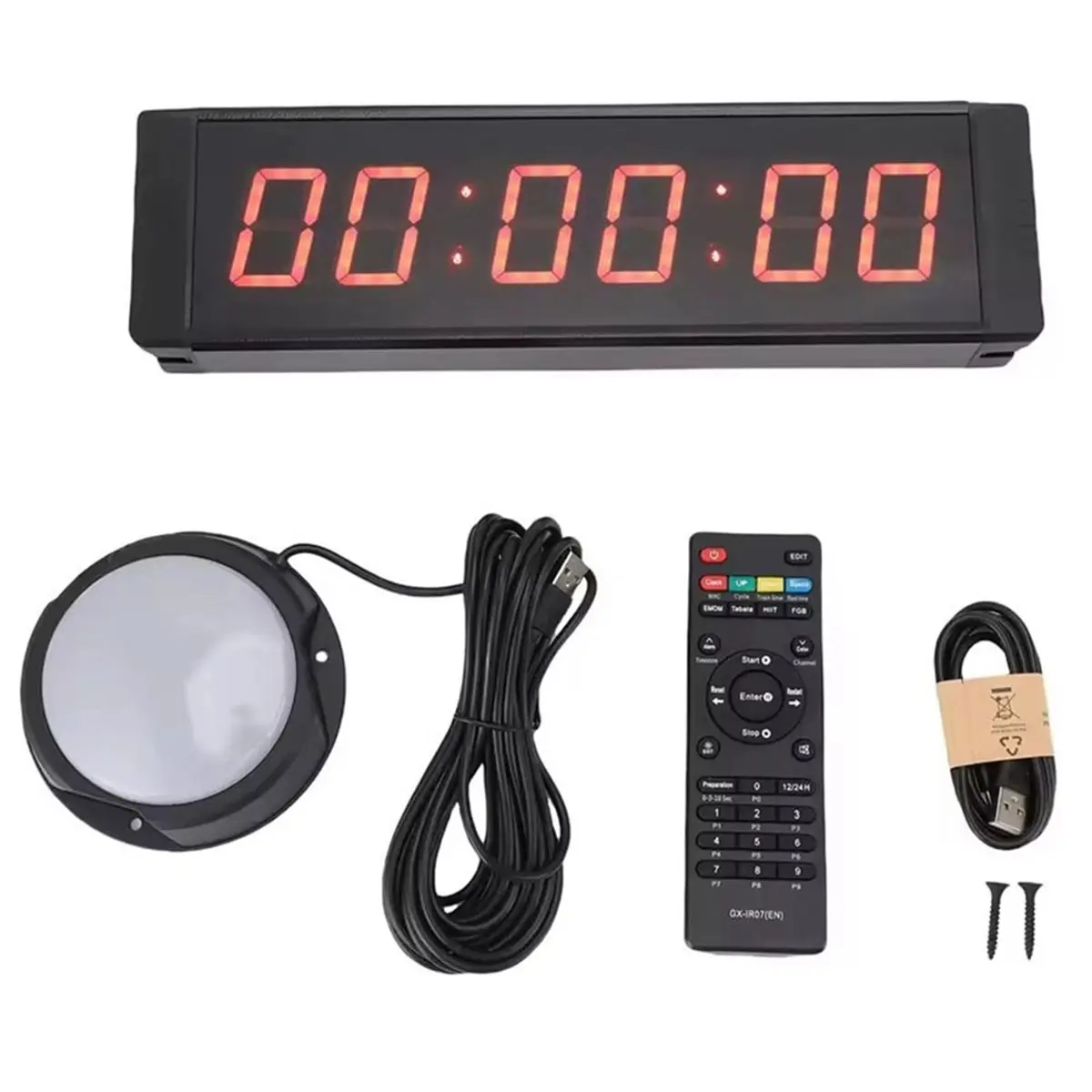 Y39A! 1.5in 6 Digit LED Race Timer Red Display Running Event Gym Timer 12/24 Hour with Stopwatch Remote Control