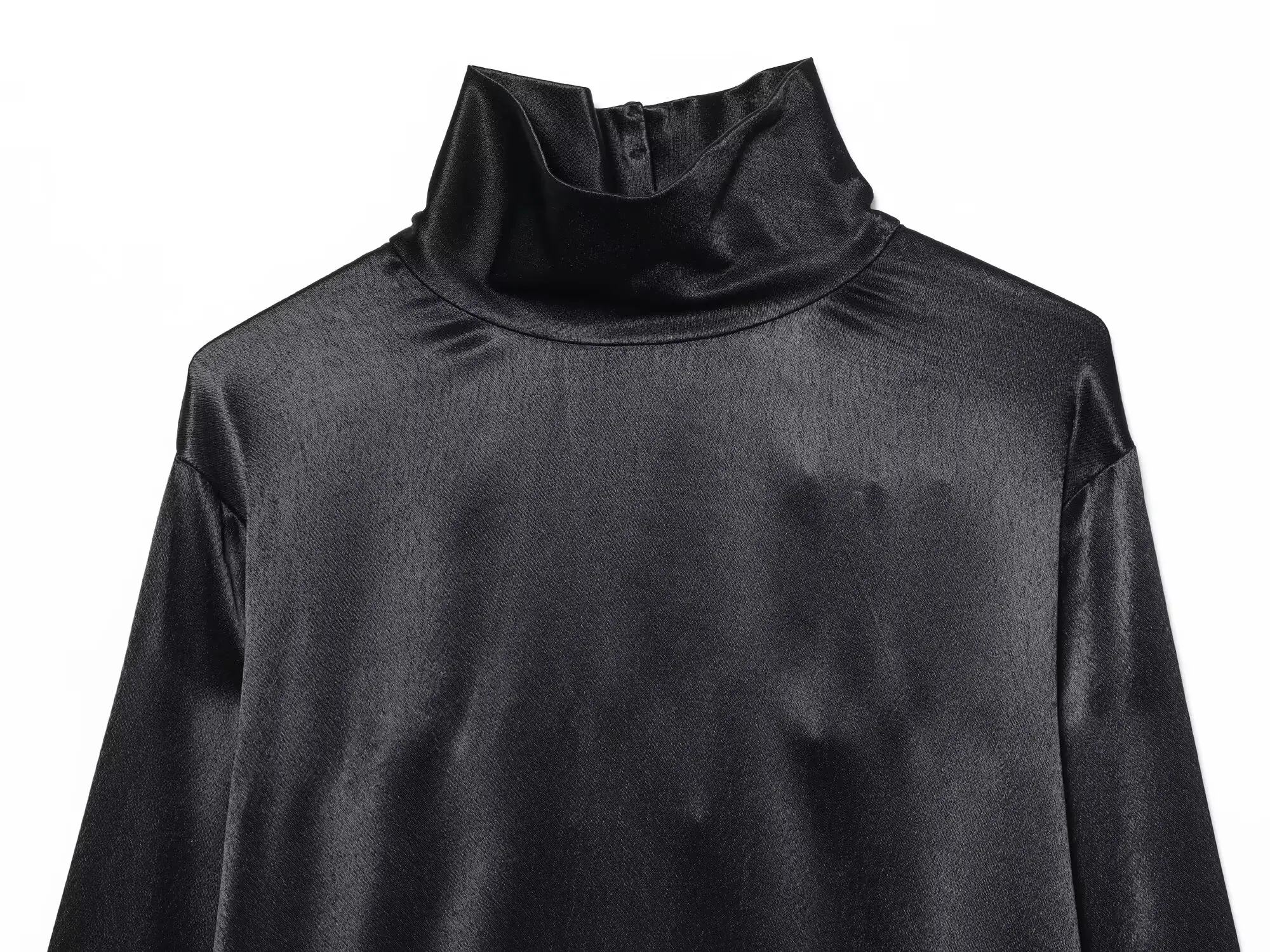 قميص طويل غير متماثل من BSAY للسيدات موضة خريف وشتاء جديد من الساتان الملمس وأكمام طويلة بلوزات ذات ياقة مدورة أنيقة للسيدات