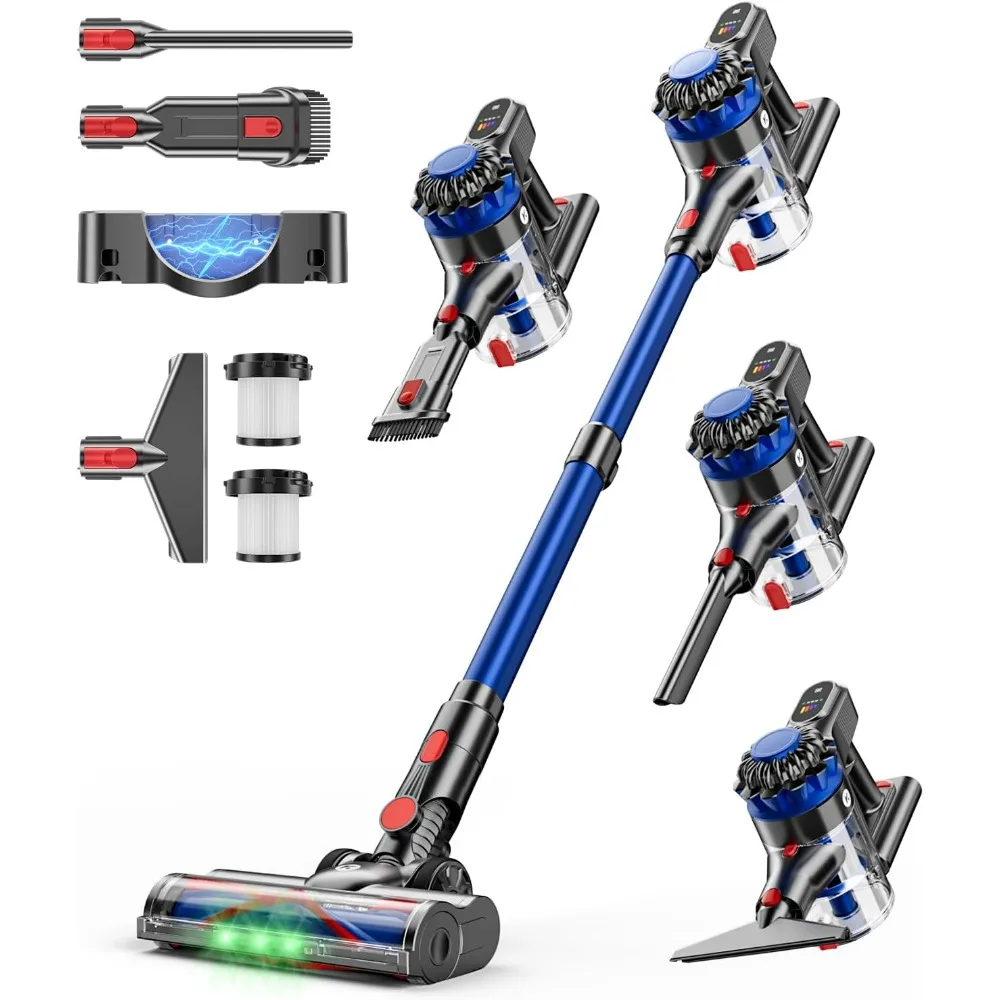 

Cordless Vacuum Cleaner, 500W/40Kpa Vacuum Cleaners for Home, 60Mins Stick Vacuum with LED Display, Anti-Tangle & Wall Mount