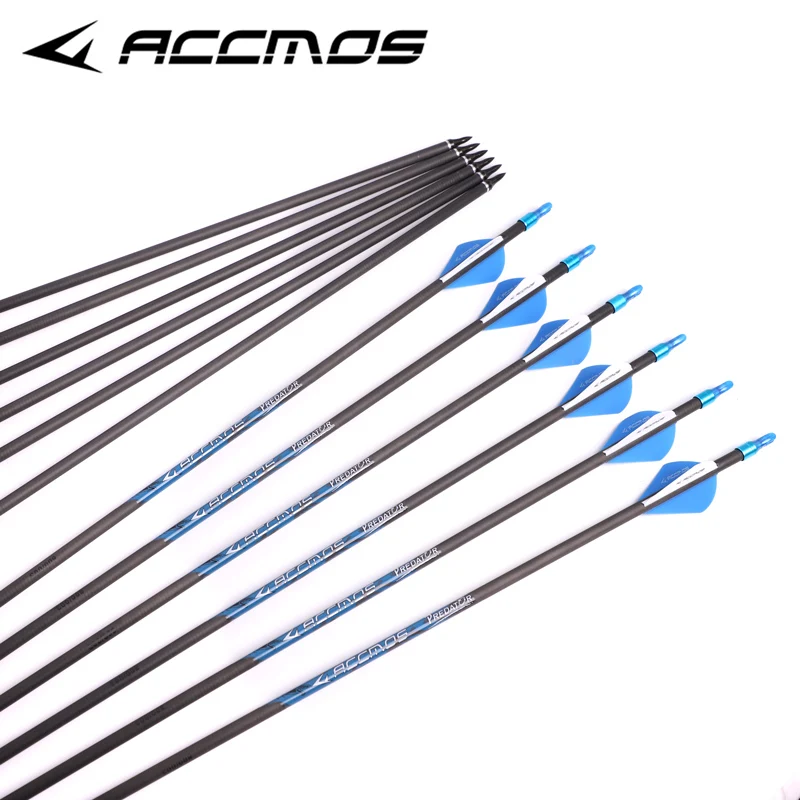 12pc 32in ID 6.2 mm Pure Carbon Arrow Spine 200 300 350 400 500 600 700 800  Archery For Compound /Recuvre Bow Hunting shooting