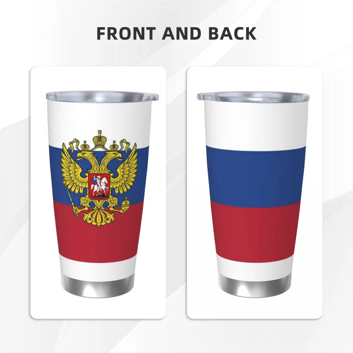 Russia Flag Tumbler Vacuum Insulated Soviet Russian CCCP Coffee Cups with Lid Straw Smoothie Tea Mugs Spill Proof, 20oz