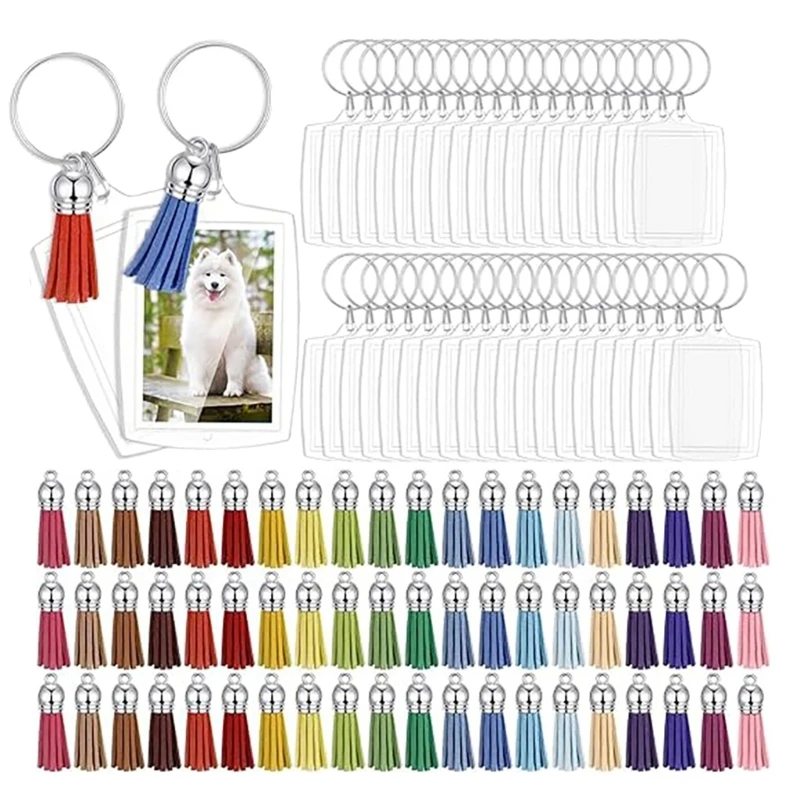 40 Set Acrylic Photo Frames Keychain for Personal Use Picture Insert Keyrings