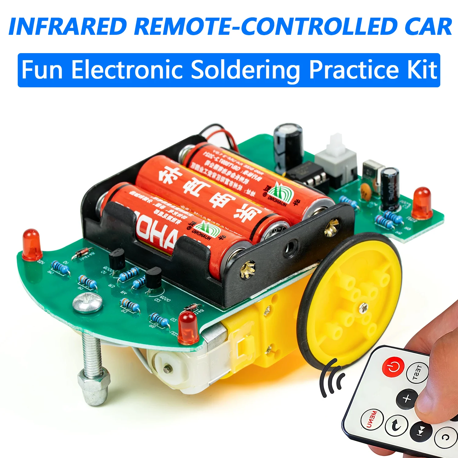 D2-4 Infrared Remote Control Car Kit C51 Singlechip Intelligent Electronic Welding DIY Parts