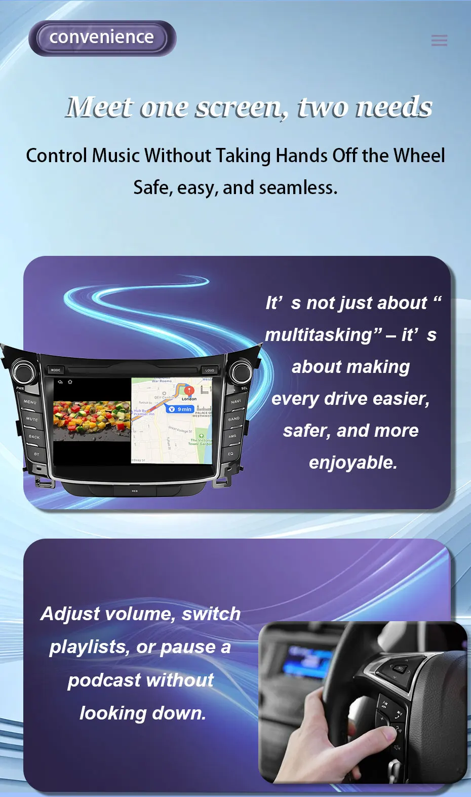 7 ''Android 16 für Hyundai I30 Elantra GT 2012 - 2017 Auto Radio Multimedia Player Drahtlose CarPlay Split Bildschirm DSP Stereo WiFi – Detail 8