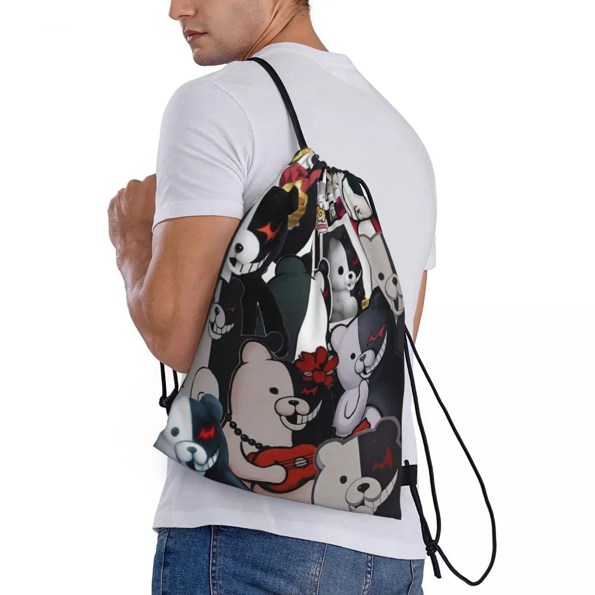 

Японские аниме-рюкзаки Danganronpa Monokuma, портативные сумки на шнурке, спортивные сумки, сумки для книг для мужчин, женщин, студентов