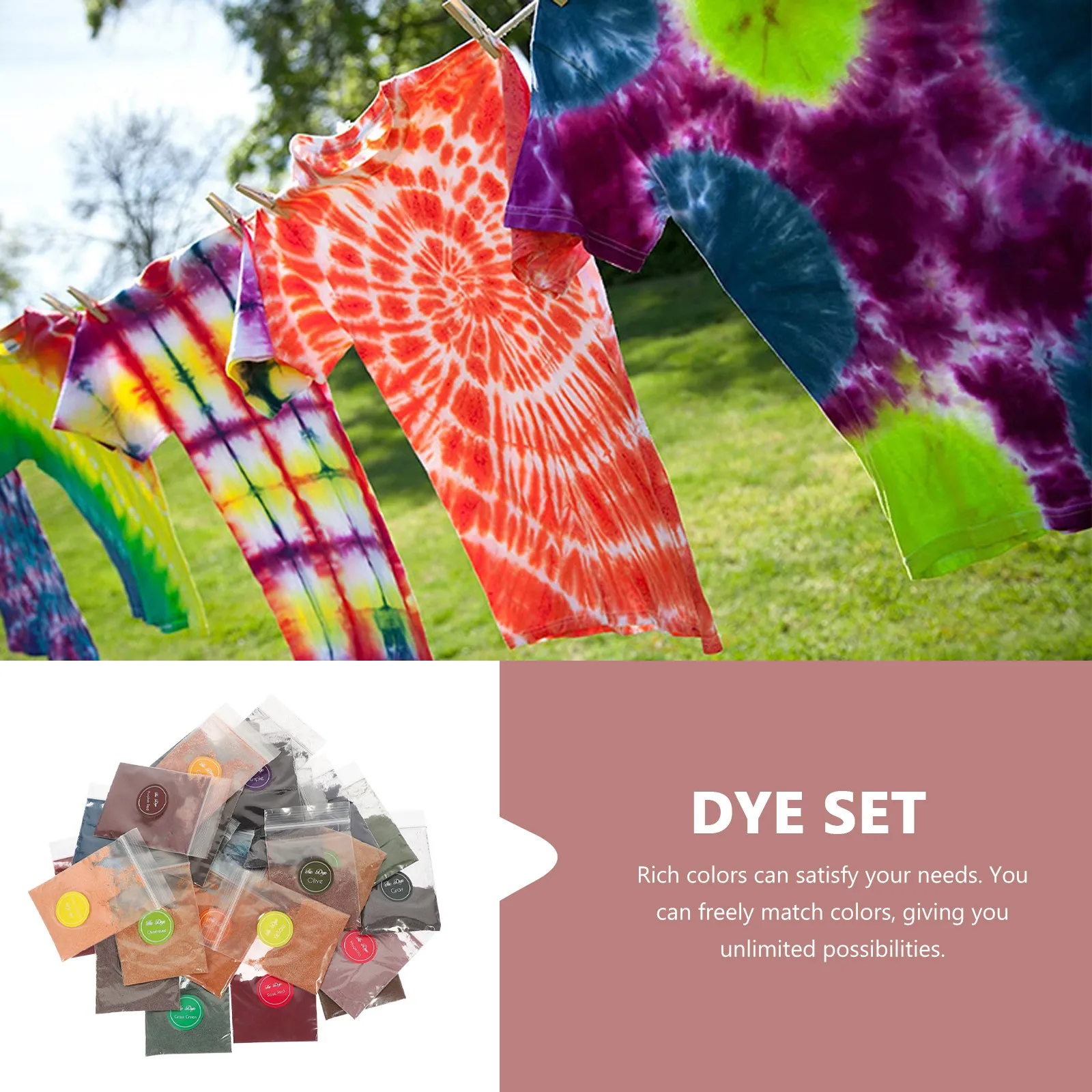 32 Bags Tie Dye Powder Kit Bulk Refill Set Rich Colors for Tie Dyeing Clothing Fabric DIY Crafts Summer Camp Activities Party view 5