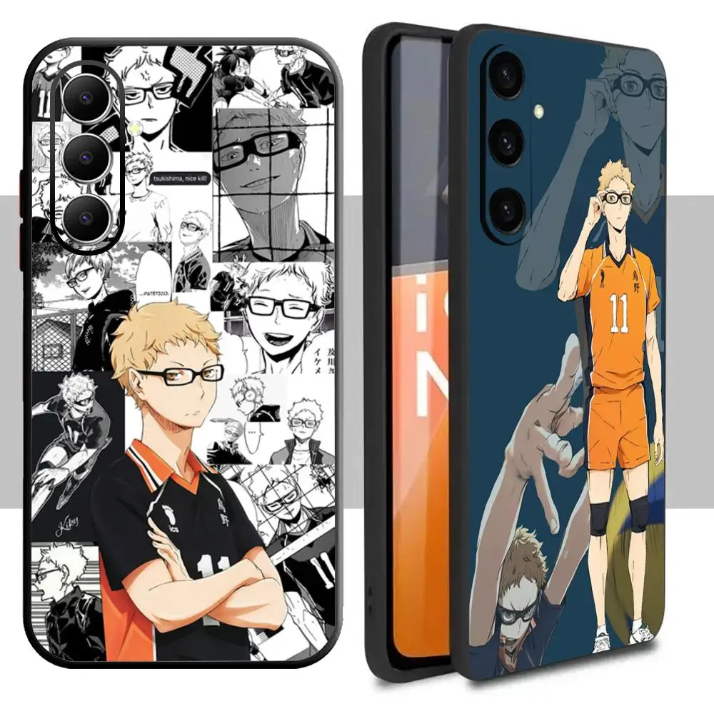 Haikyu Tsukishima Kei Phone Case For Samsung Galaxy A16 A56 A36 A26 A06 A55 A54 A15 A35 A25 Soft Black