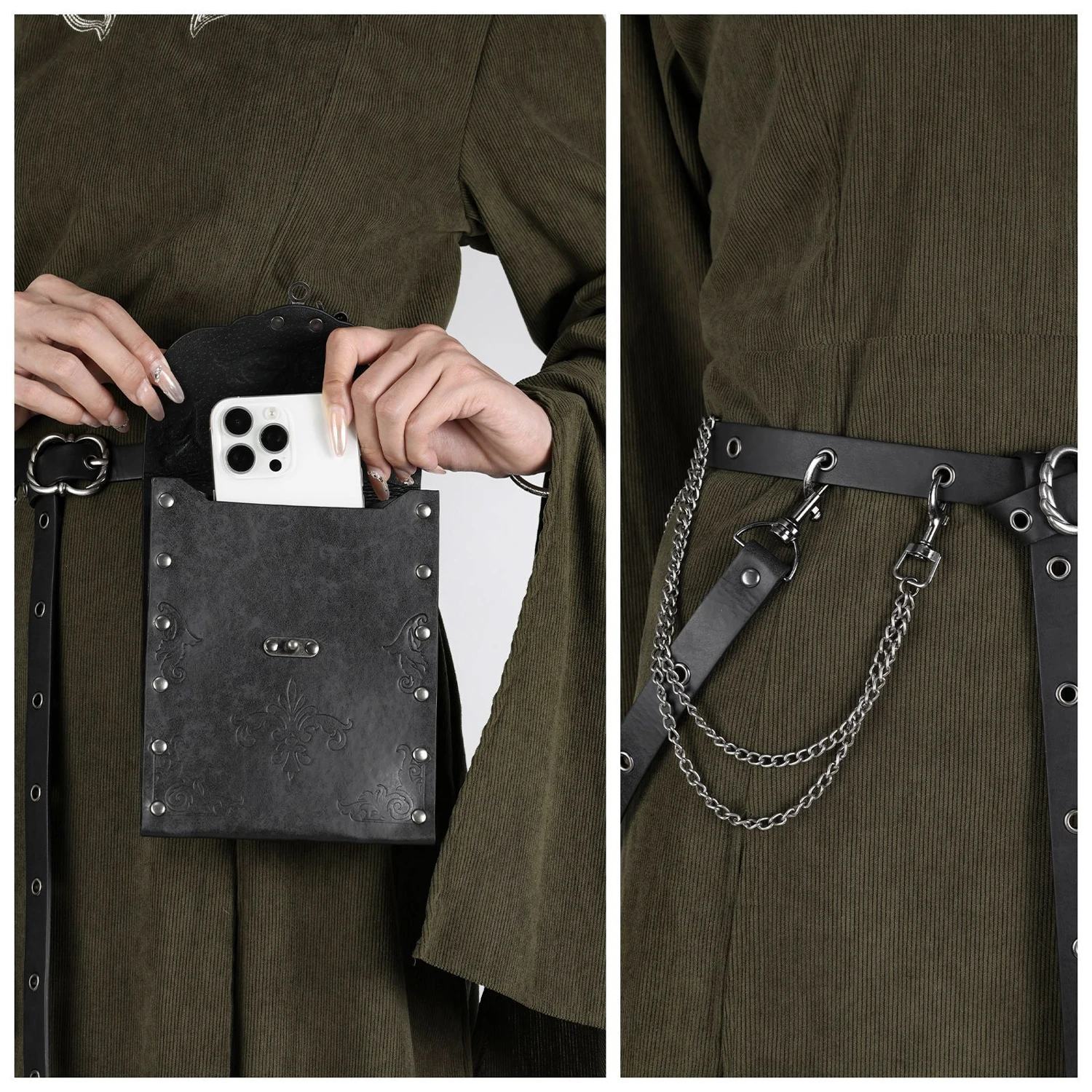 القرون الوسطى عصر النهضة حقيبة بحزام سلتيك فايكنغ عملة الحقيبة Steampunk محفظة للرجال النساء Larp تأثيري #2