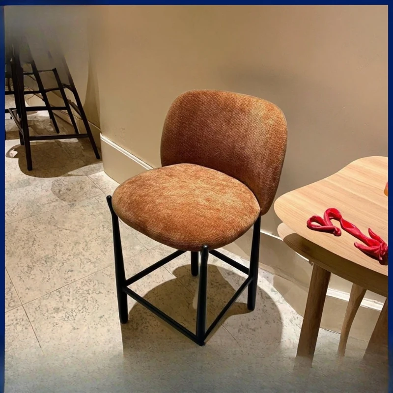 Bar Chair Designer French Cream Style Coffee Nail Art Hotel Restaurant Fleece Art Stool Home High Dining Chair