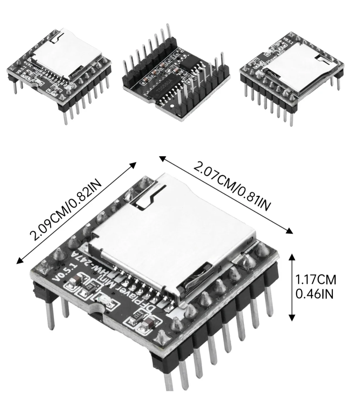 

YX5200 DFPlayer Mini MP3 Player Module MP3 Voice Decode Board Supporting TF Card U-Disk IO Serial Port AD Compatible for Arduino