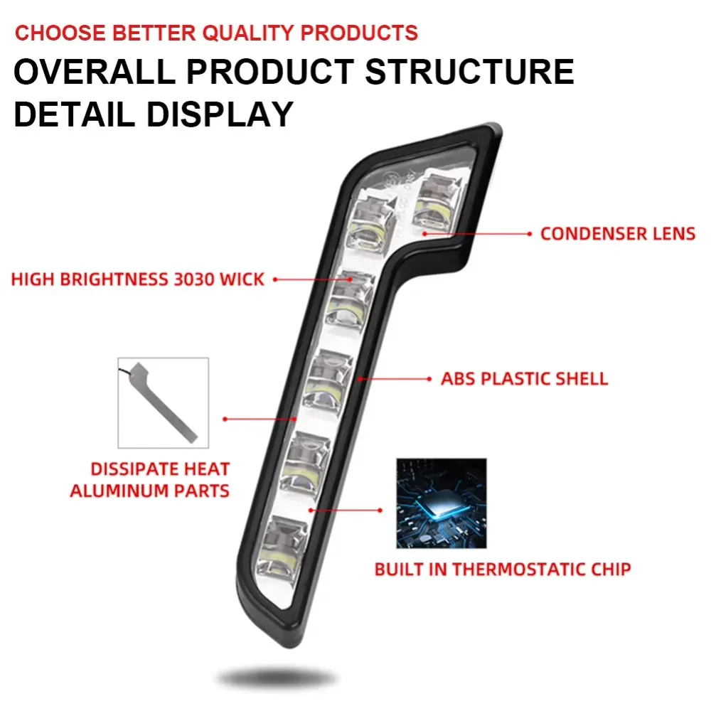 2 قطعة جودة 6LED سيارة النهار تشغيل ضوء السوبر مشرق L على شكل القيادة أضواء الضباب 12 فولت إضاءة مقاومة للماء مصابيح القيادة السيارات #5