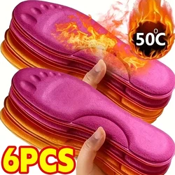 2/6PCS Self Heating Insoles Thermostatic Thermal Insole Massage Memory Foam Arch Support Shoe Pad Heated Pads Winter Men Women