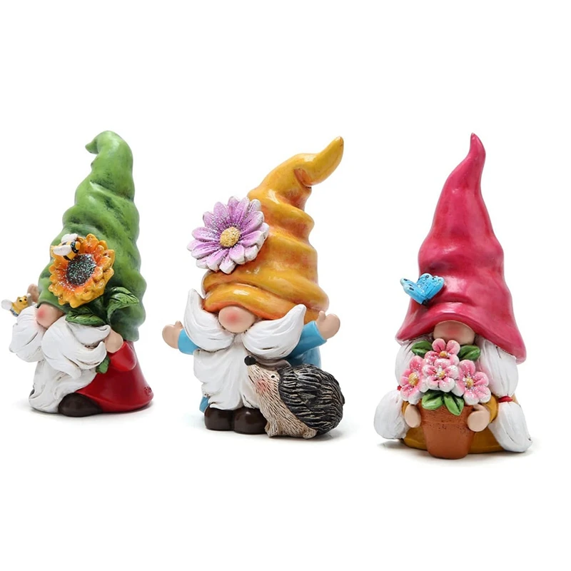 Spring Gnome Decorations Summer Gnomes Figurines Spring Gnomes For Garden Decor Set Of 3