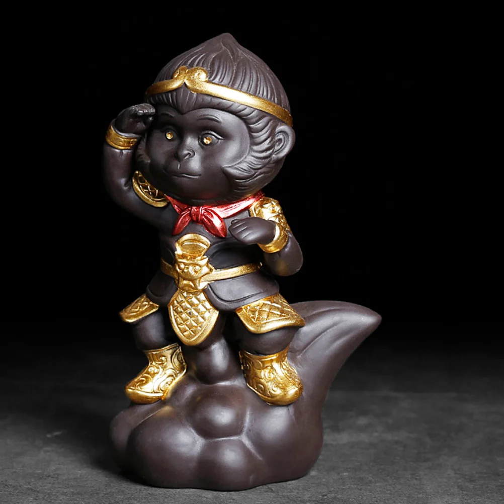 

Ceramic Monkey Tea Pet Craft Cute Monkey Ornaments Desktop Ornament for Tea Accessories Home Office Table Decoration