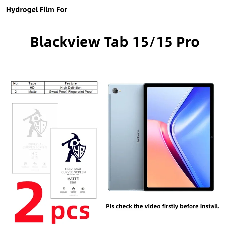 

2pcs HD Hydrogel Film For Blackview Tab 15 Matte Screen Protector For Blackview Tab 15 Pro Clear/Frosted Full Cover Protection