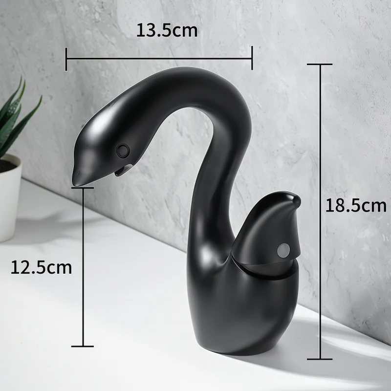 Off-Center Little Swan Faucet for Countertop Basin, Bathroom Sink, Bathroom Cabinet, Hot and Cold Water Faucet