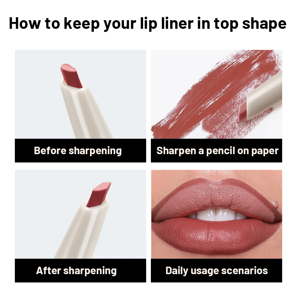 Crayon à lèvres lisse et mat, crayon à lèvres de précision, imperméable longue durée pour une contour et une remplissage précis des lèvres colorées
