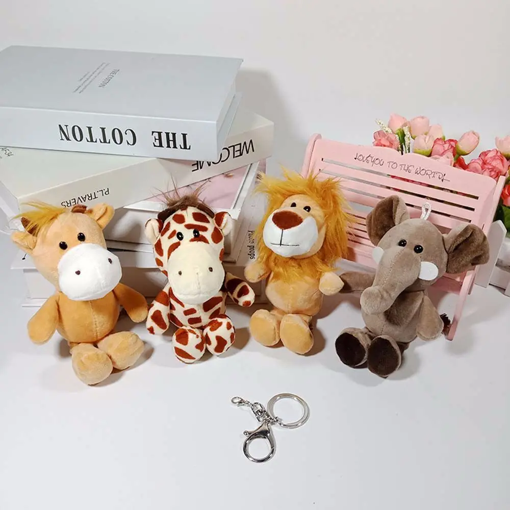 Cartoon Kinder Spielzeug Tasche Anhänger Elefant Ornament Giraffe Schlüssel Ring Plüsch Puppen Stofftiere Tier Plüsch Spielzeug Plüsch Schlüsselbund