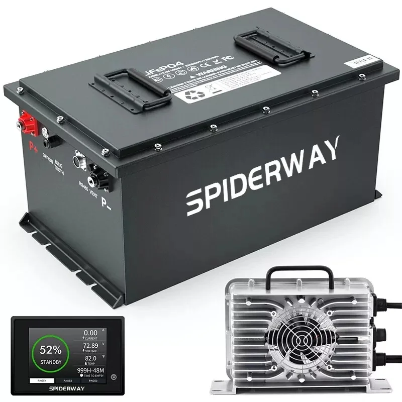 72V 105Ah LiFePO4 Lithium Battery w/72V 25A Fast Charger for EZGO Club Car Golf Cart Range up to 70 Miles