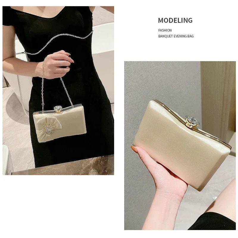 Elegant Rhinestone Evening Bag Classic Formal Dinner Handbag Women's Fashion Clutch Purse for Party Wedding Prom Shoulder Bags