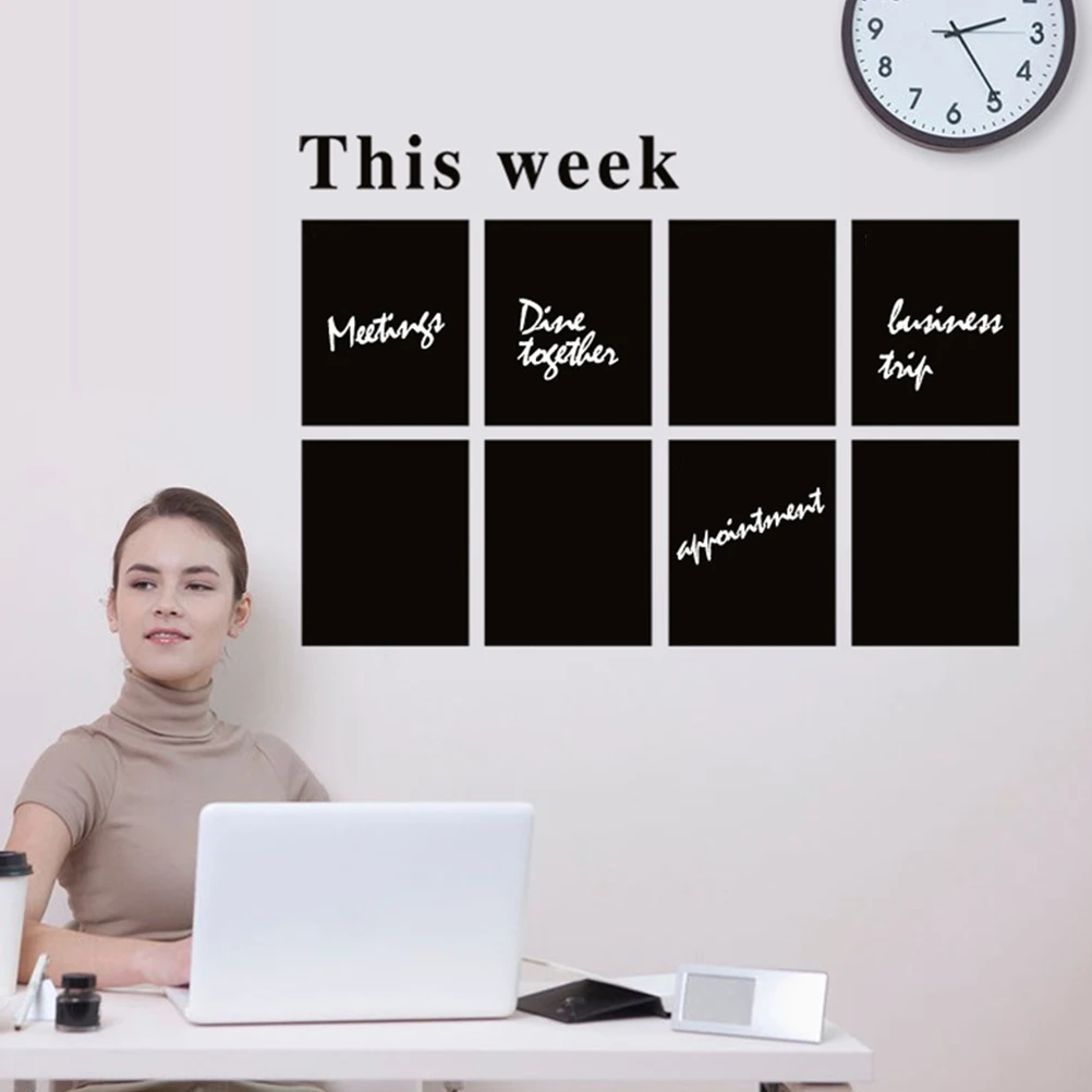 

Blackboard Week Plan Calendar Blackboard Removable Black Board Wall Sticker Decals Planner Wall Stickers(Black)