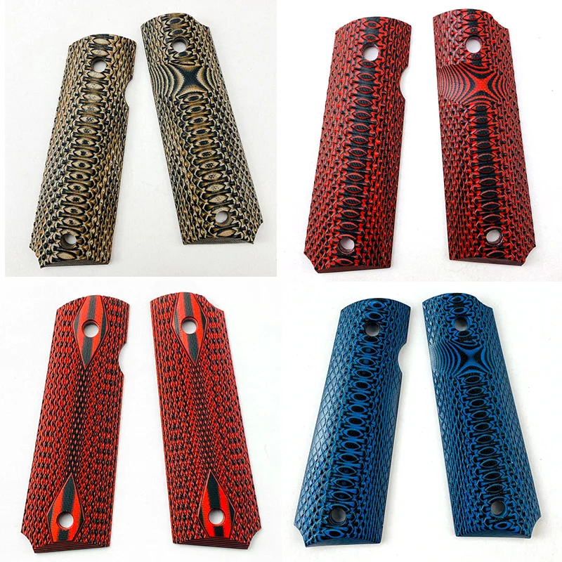 1 Pair G10 Composite Material 1911 Grips Handle Fisheye pattern Patches Shank Scales DIY Making Modify Repair Accessories