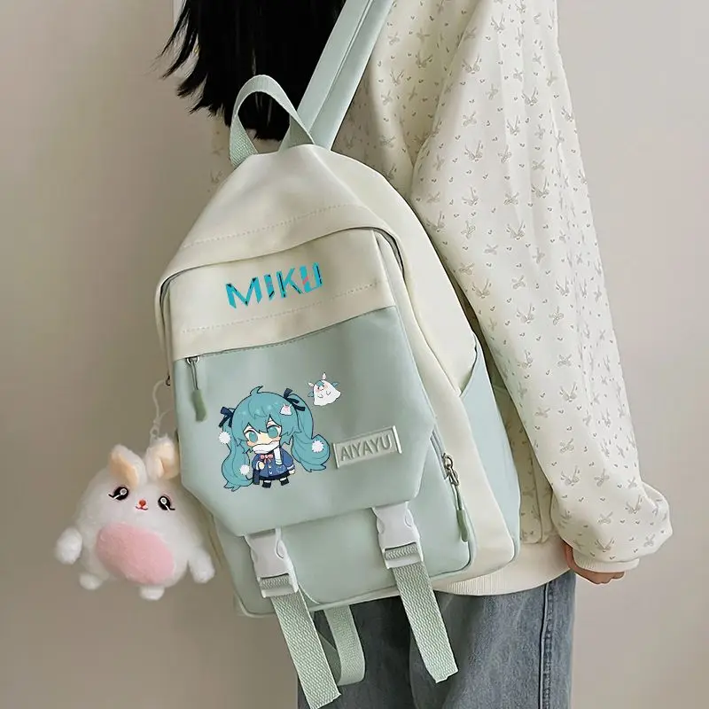 Hatsune Miku anime merchandise cartoon cute student school bag creative Kawaii 2D unisex laptop bag storage travel backpack gift