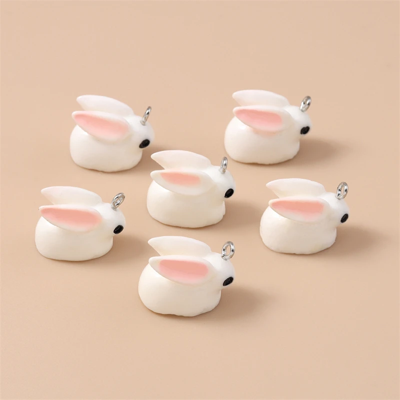 

20pcs 20x15mm Cartoon Animal Charms Resin Rabbit Charms Pendants for Making Necklaces Earrings Bracelets DIY Crafts Accessories