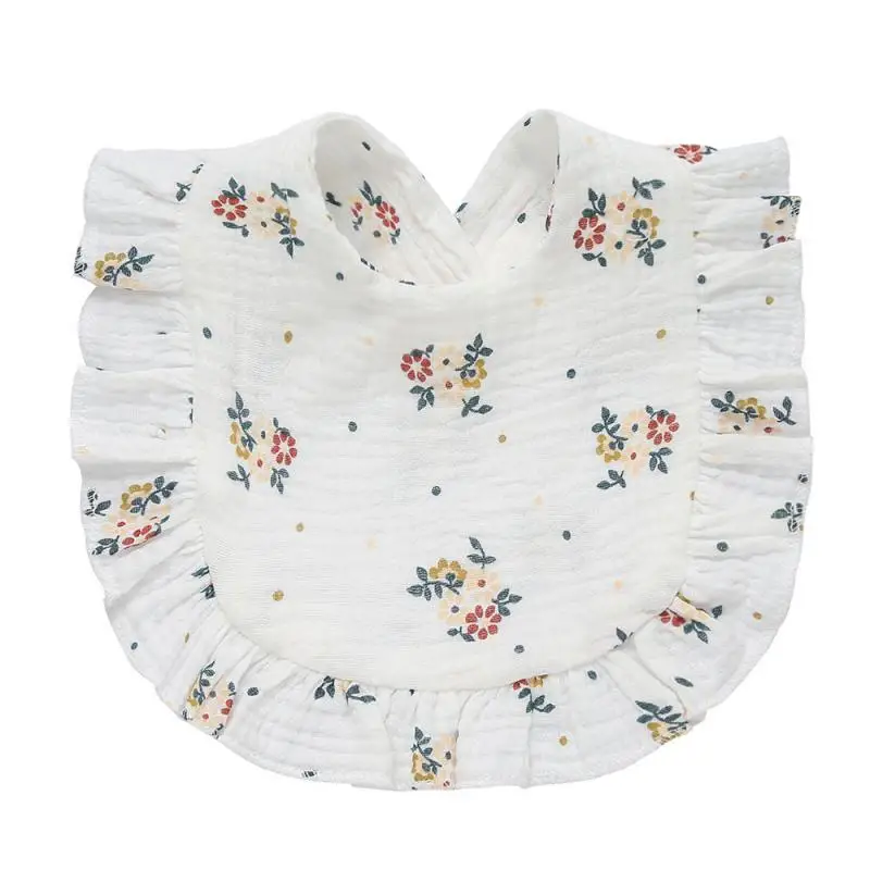 Ruffled Printing Floral Baby Bibs Burp Cloths Sweet Cute Soft Cotton Infants Saliva Towel Newborn Feeding Lace Bibs Baby Items