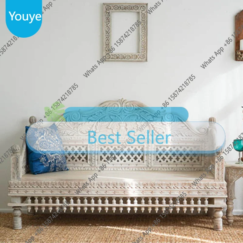 

I C A Three-person Sofa Solid Wood Carving Hollow Log Arhat Sofa