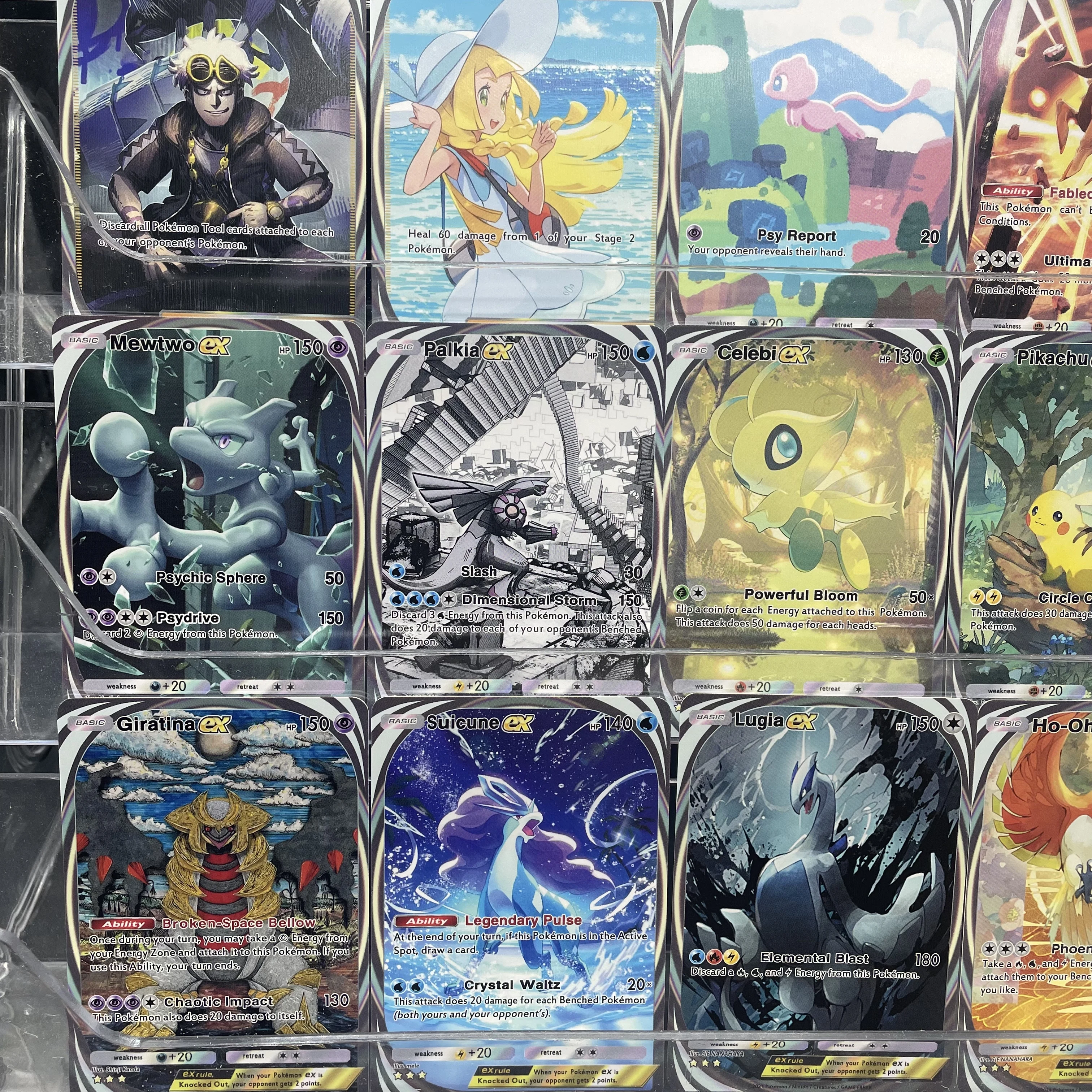 20 قطعة/المجموعة أنيمي PTCG TCG الجيب الإنجليزية جمع بطاقة Pichu Mew Rayquaza Mewtwo Lillie المدربين جامع هدايا الحفلات #6