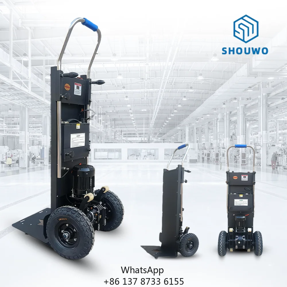 Electric Four-Wheel Foldable Portable Metal Stair Climbing Hand Truck Dolly With Option