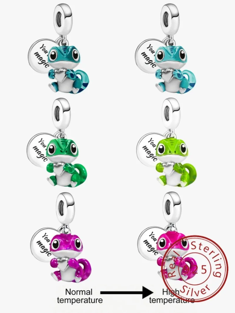 

925 Sterling Silver Personalized Cute Chameleon Charm Pendant for Bracelets DIY Women's High Quality Fashion Fine Jewelry