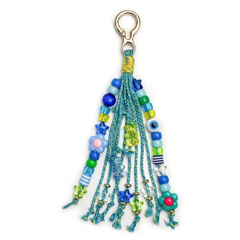 1 Stück bunter Blumenperlen-Anhänger, Schlüsselanhänger im Boho-Stil, handgefertigter Perlen-Quastenschlüsselanhänger für Damen, Rucksack- oder Handtaschen-Accessoire, Geschenk. – Detail 6