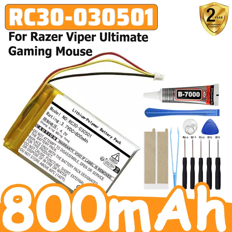 New RC30-030501 PL702427 800mAh Battery For Razer Viper Ultimate Gaming Mouse