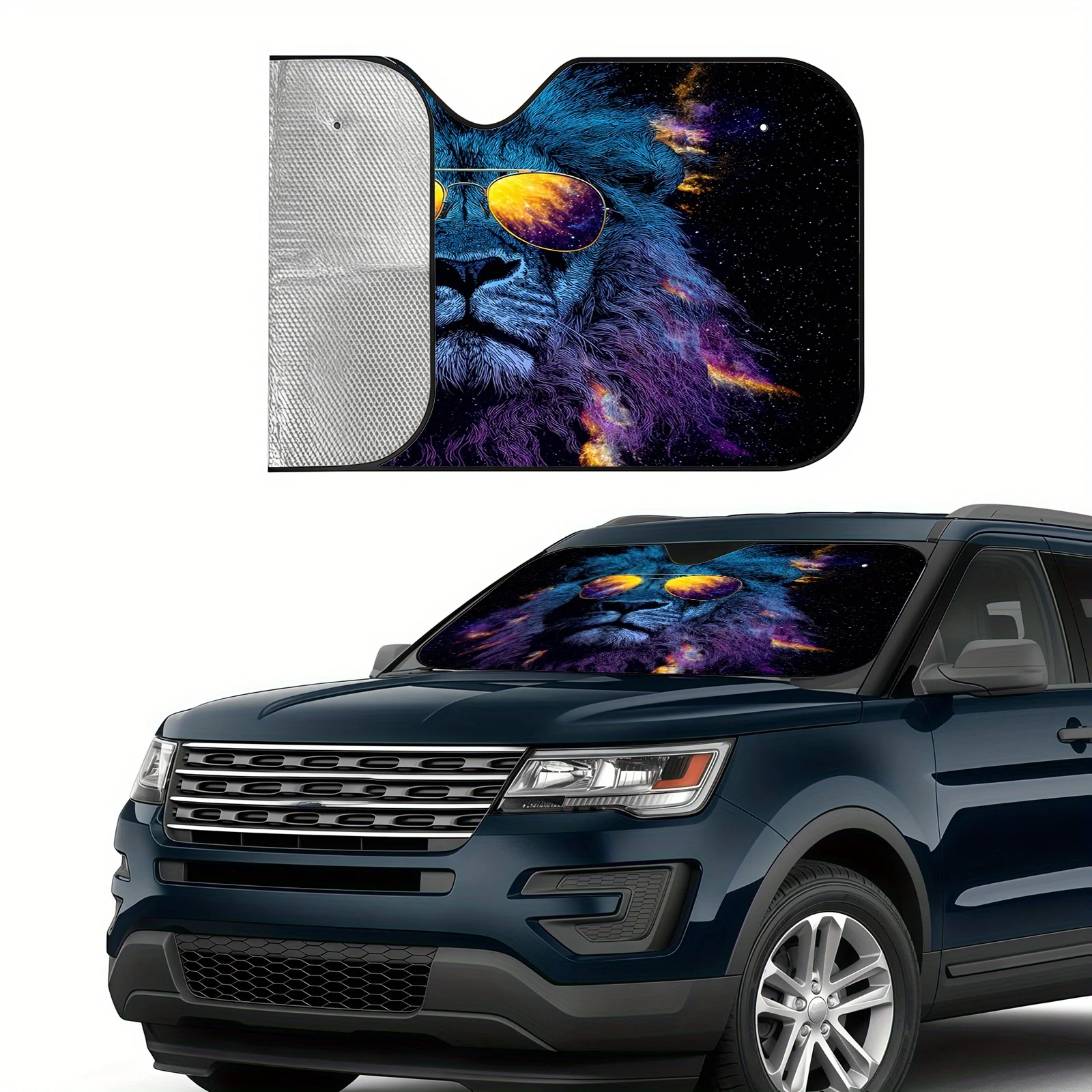 Lion King Starry Sky Car Sunshade, Featuring Trendy Illustration Design, Provides Heat Insulation To Maintain A Comfortable Inte
