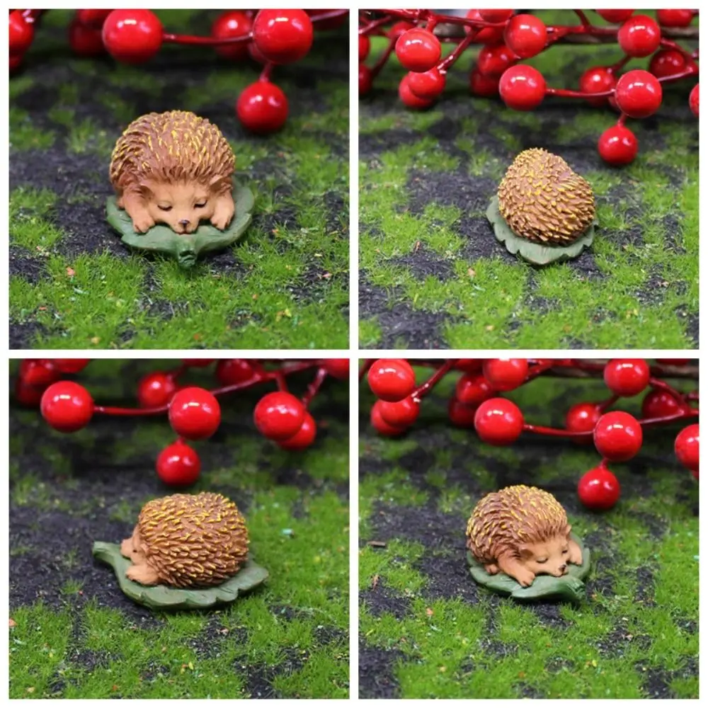 Cute Hedgehog Miniatures Resin Animal Statue Mini Hedgehog Sculpture Micro Landscape Garden Ornaments Resin Crafts