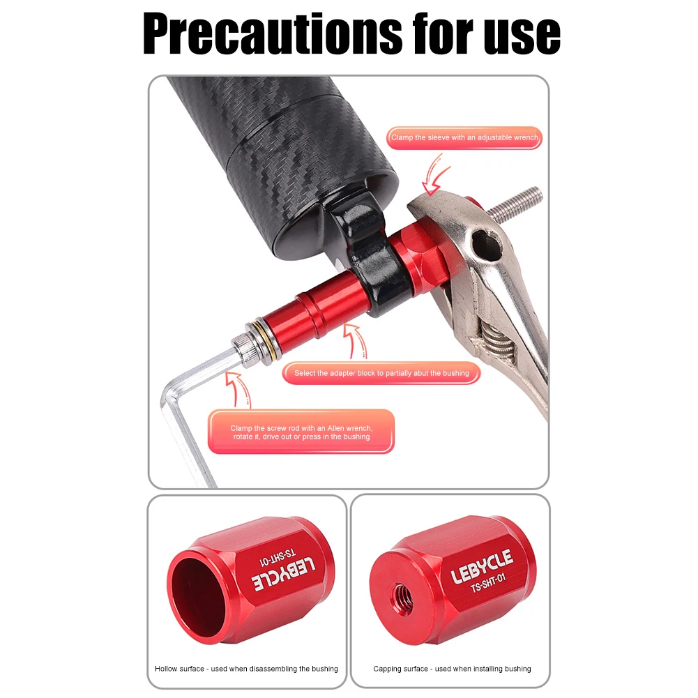 LEBYCLE Strumenti di riparazione dell'ammortizzatore posteriore della bicicletta Boccola dell'ammortizzatore per bici portatile Installa lo strumento di rimozione Accessori per parti di ciclismo