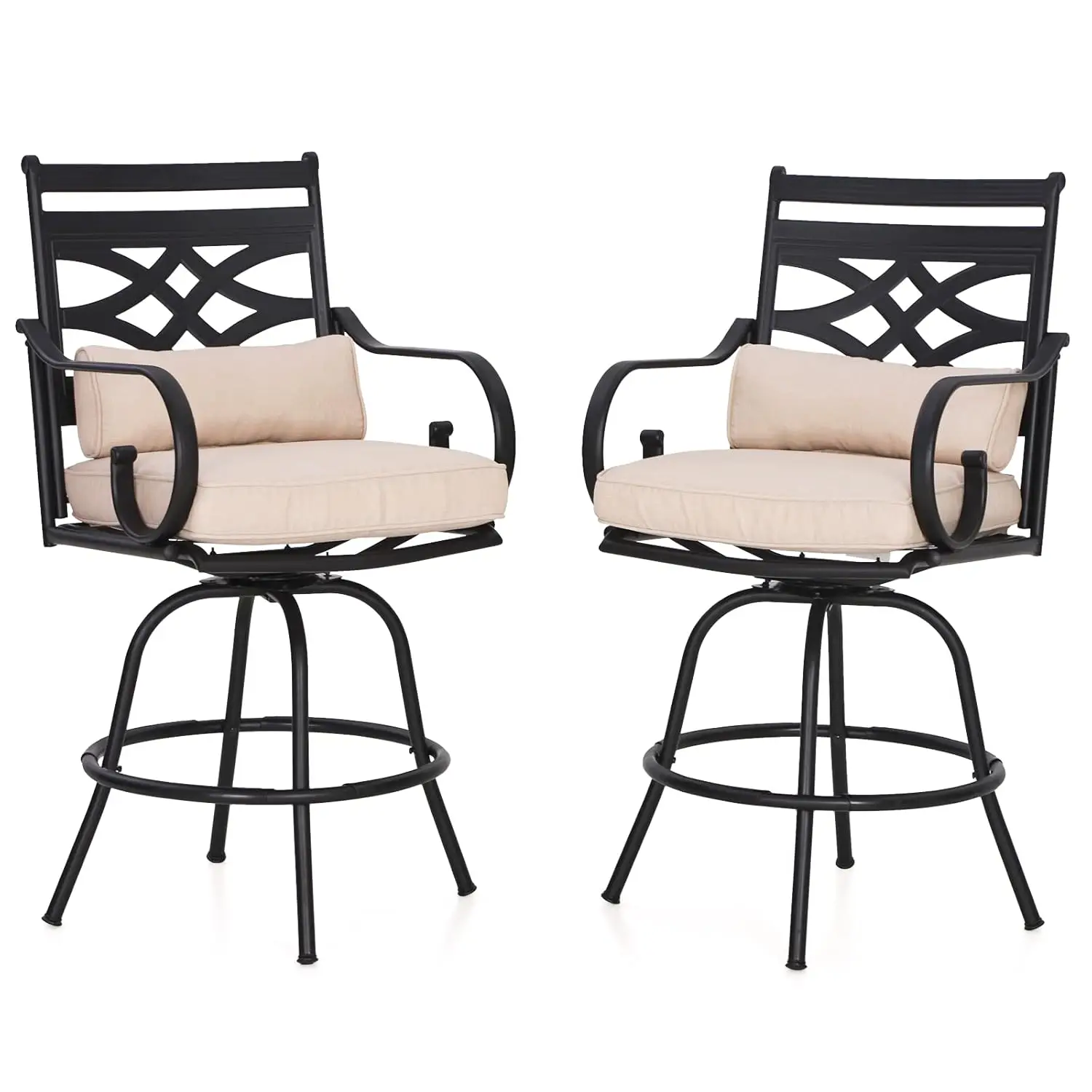 

2 PCS Outdoor Bar stools, 360° Swivel Bar Chairs, Counter Height Outdoor Barstools High Top Patio Chairs with Back, Customized