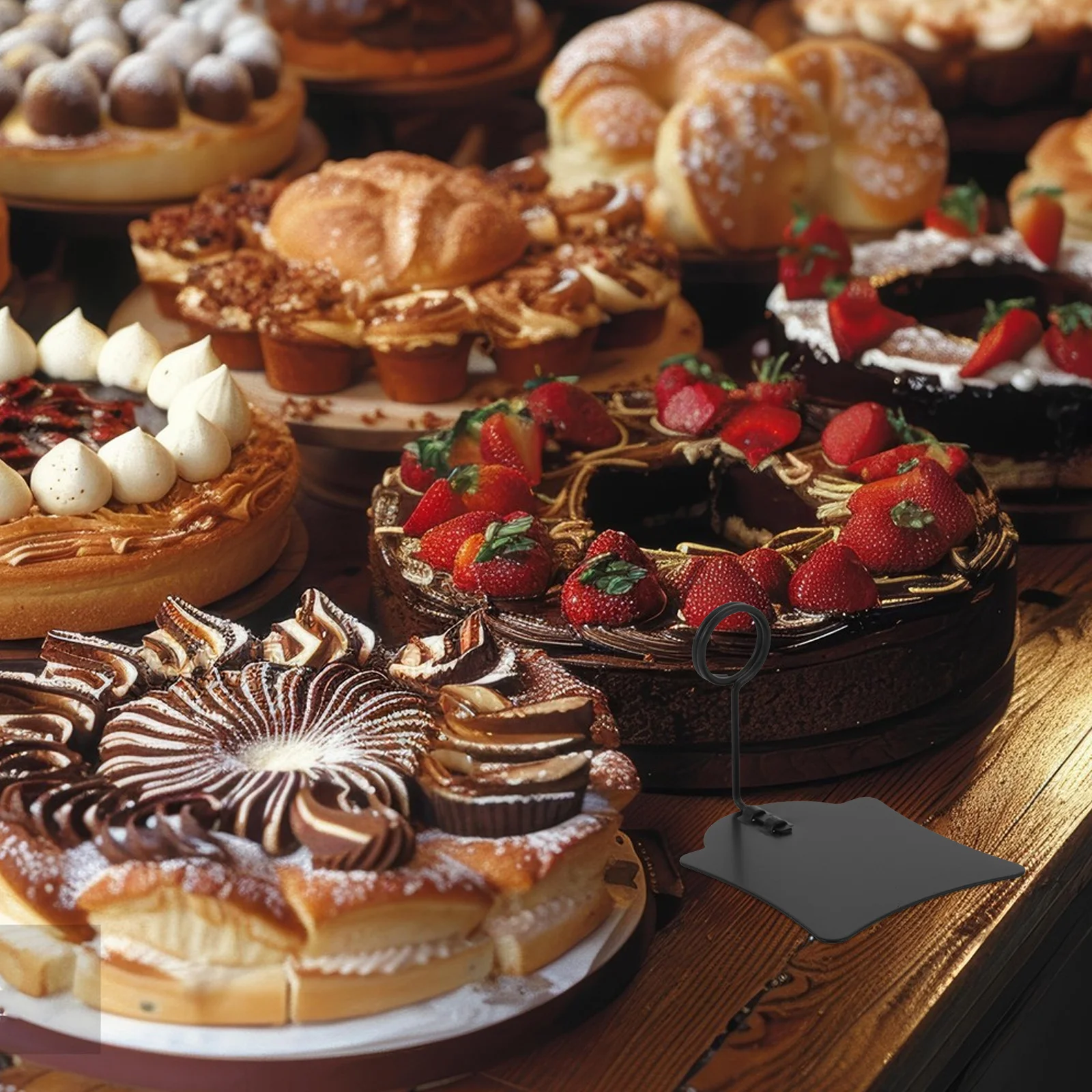 Price Tag Holder Vertical Black Metal Bakery Cake Dessert Tabletop Stand Food Name Cards Memo Clips Photo Holders Store Display