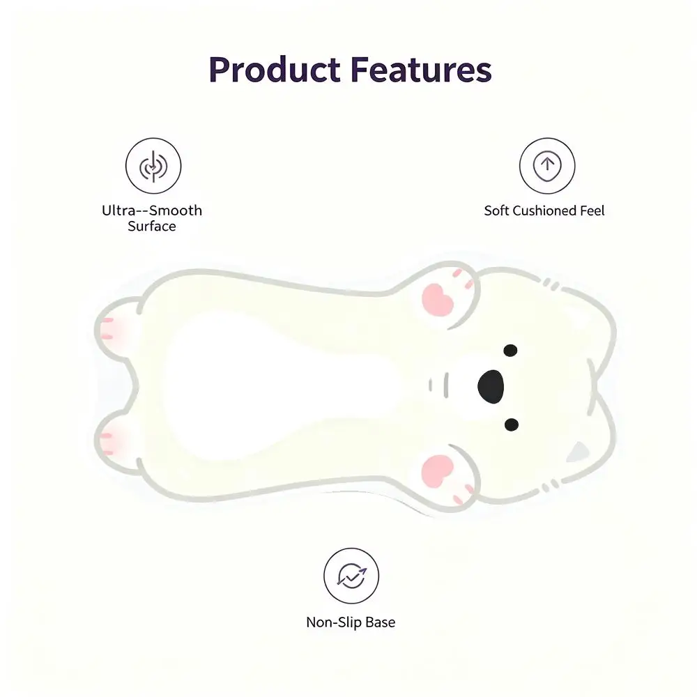 Minimal Panda Paw Sketch Irregular Table Mat Decorative Pad For Game Card Playing