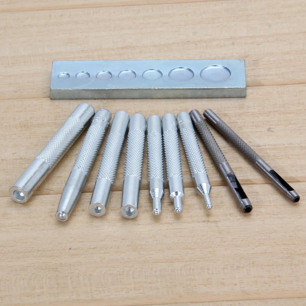 

11Pcs Hand Snap Installation Kit Carbon Steel DIY Leather Craft Tool with Base Punch Snap Kit for Install Rivet Button