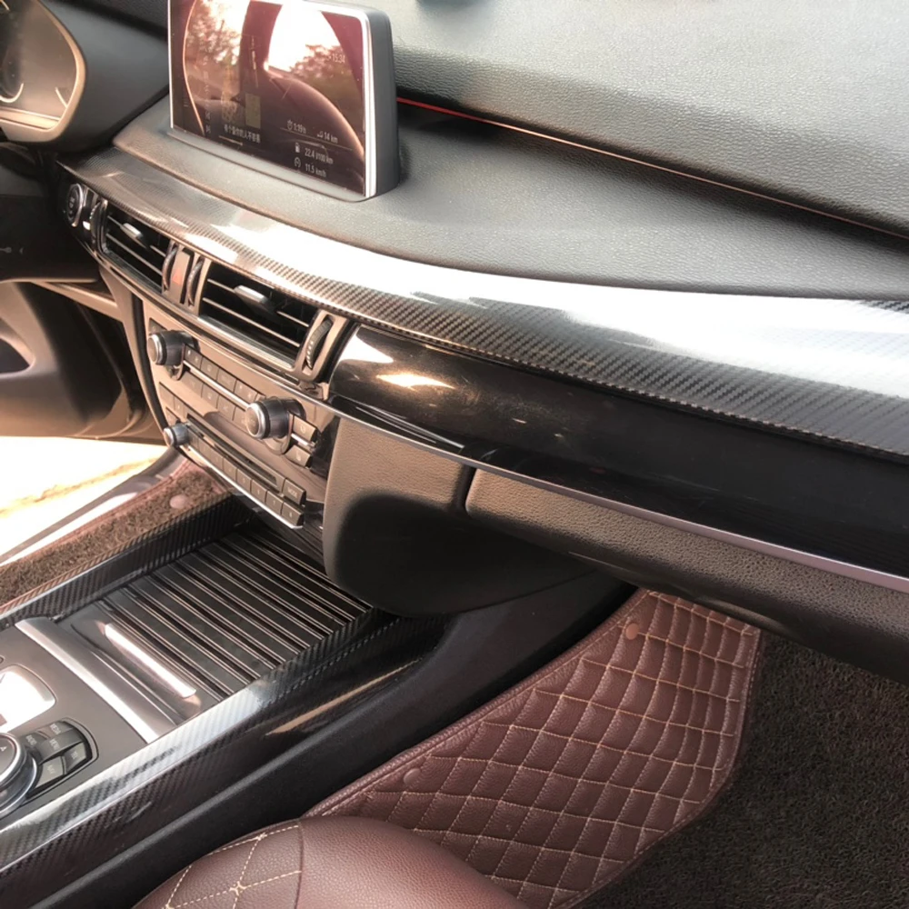 Carbon Fiber For Bmw X5 F15 2014-2018 Film Interior Stickers Center Console Gear Dashboard  Door Handle Lift Panel